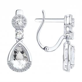 Золотые серьги SOKOLOV 72-00532-3 с бриллиантом и горным хрусталём 72-00532-3 фото