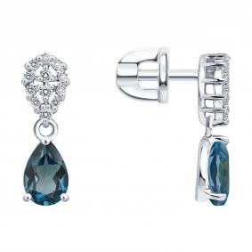 Золотые серьги SOKOLOV 72-00543-3 с бриллиантом и Лондон топазом 72-00543-3 фото