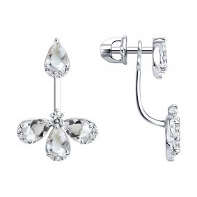 Золотые серьги SOKOLOV 72-00560-3 с топазом, бриллиантом и горным хрусталём 72-00560-3 фото