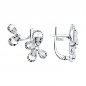 Серьги из белого золота SOKOLOV 72-00568-3 с топазом, бриллиантом и горным хрусталём 72-00568-3 фото