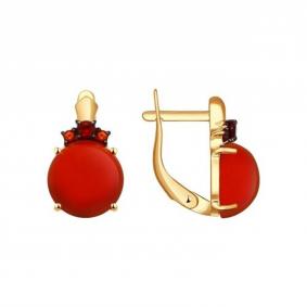 Золотые серьги SOKOLOV 724207 с гранатом и кораллом 724207 фото