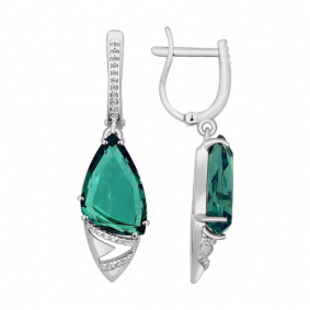 Серьги из белого золота SOKOLOV 724249б с фианитом и кварцем 724249б фото