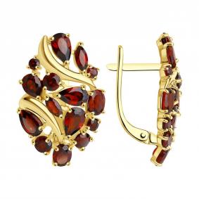 Серьги из лимонного золота SOKOLOV 724401-2 с гранатом 724401-2 фото