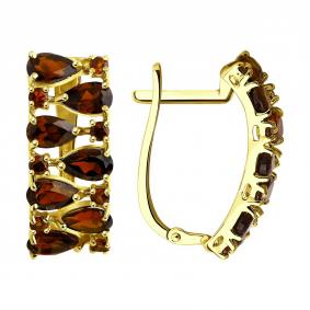 Золотые серьги SOKOLOV 724551-2 с гранатом 724551-2 фото