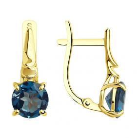 Серьги из лимонного золота SOKOLOV 724607-2 с Лондон топазом 724607-2 фото