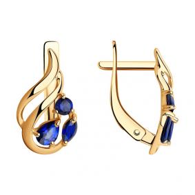 Золотые серьги SOKOLOV 724748 с сапфировым корундом 724748 фото