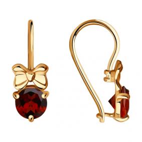 Золотые серьги SOKOLOV 725001 с гранатом 725001 фото