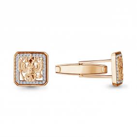 Золотые запонки AQUAMARINE 72502А с фианитом 72502А фото