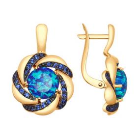 Золотые серьги SOKOLOV 725090 с фианитом и опалом 725090 фото