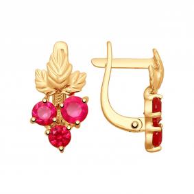 Золотые серьги SOKOLOV 725328 с рубиновым корундом 725328 фото