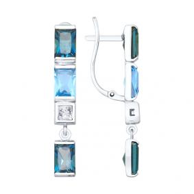Серьги из белого золота SOKOLOV 725380 с топазом, миксом камней, Лондон топазом и Swarovski 725380 фото