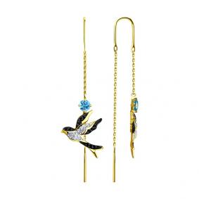 Серьги из лимонного золота SOKOLOV 725424-2 с топазом и фианитом 725424-2 фото