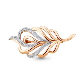 Золотая брошь AQUAMARINE 72558А с фианитом 72558А фото