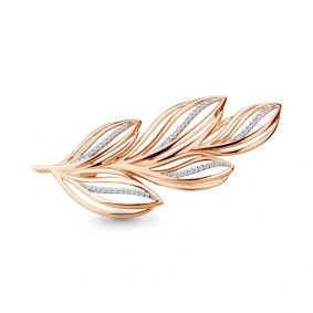 Золотая брошь AQUAMARINE 72559А с фианитом 72559А фото