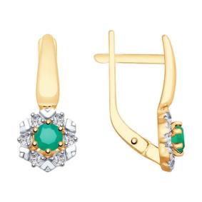 Золотые серьги SOKOLOV 725777 с фианитом и агатом 725777 фото