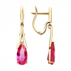 Золотые серьги SOKOLOV 725800 с рубиновым корундом 725800 фото