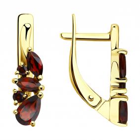 Серьги из лимонного золота SOKOLOV 725805-2 с гранатом 725805-2 фото