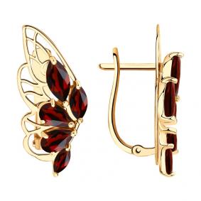 Золотые серьги SOKOLOV 726055 с гранатом 726055 фото