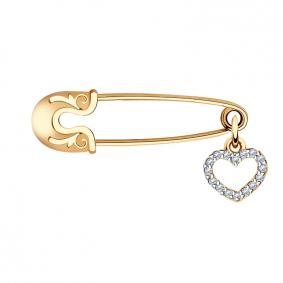 Золотая булавка AQUAMARINE 72605А с фианитом 72605А фото