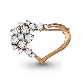 Золотая брошь AQUAMARINE 72610А с фианитом 72610А фото