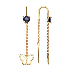 Золотые серьги SOKOLOV 726958 с сапфировым корундом 726958 фото