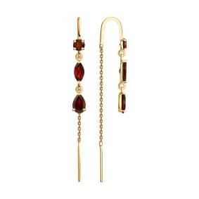 Золотые серьги SOKOLOV 727022 с гранатом 727022 фото