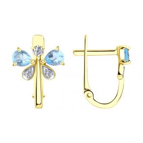 Серьги из лимонного золота SOKOLOV 727120-2 с топазом и фианитом 727120-2 фото