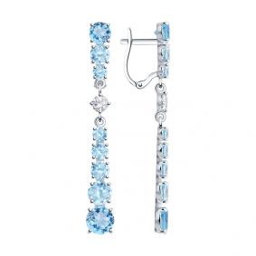 Серьги из белого золота SOKOLOV 727179-3 с топазом и фианитом 727179-3 фото