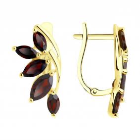 Серьги из лимонного золота SOKOLOV 727192-2 с гранатом 727192-2 фото