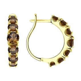 Серьги из лимонного золота SOKOLOV 727287-2 с раухтопазом 727287-2 фото