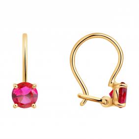Золотые серьги SOKOLOV 727429 с рубиновым корундом 727429 фото