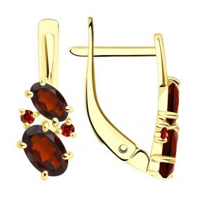 Золотые серьги SOKOLOV 727441-2 с гранатом 727441-2 фото