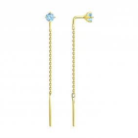 Серьги из лимонного золота SOKOLOV 727443-2 с топазом 727443-2 фото