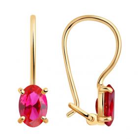 Золотые серьги SOKOLOV 727445 с рубиновым корундом 727445 фото