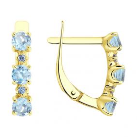 Серьги из лимонного золота SOKOLOV 727487-2 с топазом и фианитом 727487-2 фото