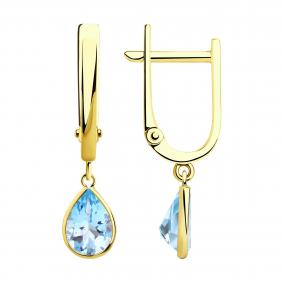 Серьги из лимонного золота SOKOLOV 727511-2 с топазом 727511-2 фото