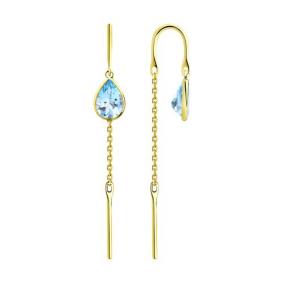 Серьги из лимонного золота SOKOLOV 727513-2 с топазом 727513-2 фото