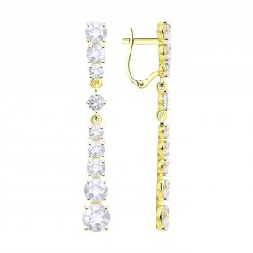 Серьги из лимонного золота SOKOLOV 727531-2 с фианитом и горным хрусталём 727531-2 фото