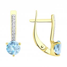Серьги из лимонного золота SOKOLOV 727533-2 с топазом и фианитом 727533-2 фото