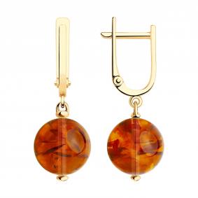 Золотые серьги SOKOLOV 727587 с янтарём 727587 фото