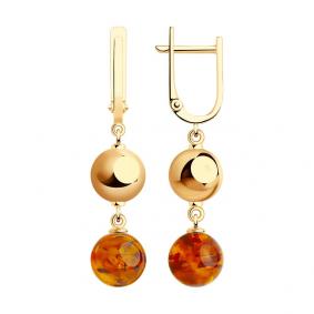 Золотые серьги SOKOLOV 727590 с янтарём 727590 фото