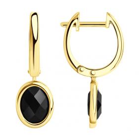 Серьги из лимонного золота SOKOLOV 727604-2 с ониксом 727604-2 фото