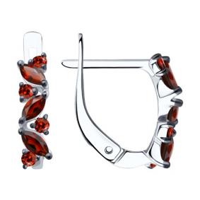 Серьги из белого золота SOKOLOV 727615-3 с фианитом и гранатом 727615-3 фото