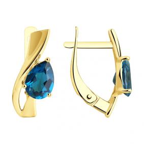 Золотые серьги SOKOLOV 727920-2 с Лондон топазом 727920-2 фото
