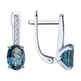Серьги из белого золота SOKOLOV 727972-3 с топазом и фианитом 727972-3 фото