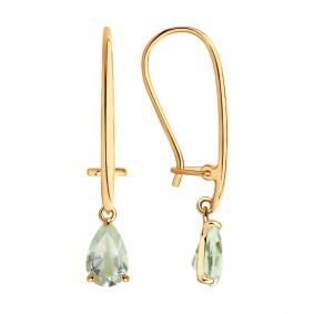 Золотые серьги SOKOLOV 728074 с празиолитом 728074 фото