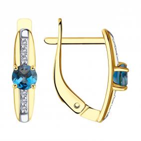 Серьги из лимонного золота SOKOLOV 728117-2 с фианитом и Лондон топазом 728117-2 фото