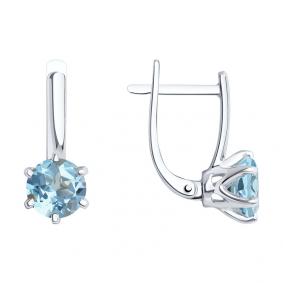 Серьги из белого золота SOKOLOV 728368-3 с топазом 728368-3 фото