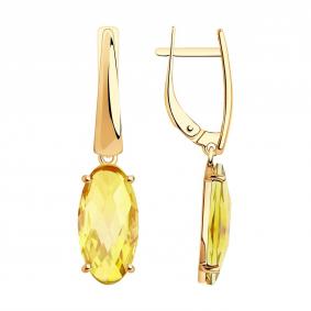 Золотые серьги SOKOLOV 728400 с цитрином 728400 фото
