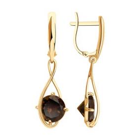 Золотые серьги SOKOLOV 728420 с раухтопазом 728420 фото